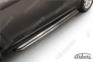 Защита порогов d42 с листом усиленная Arbori нерж. сталь для MITSUBISHI ASX 2014-нв