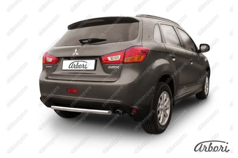 Защита заднего бампера d57 короткая Arbori нерж. сталь для MITSUBISHI ASX 2014-нв