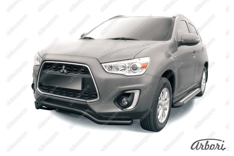 Защита переднего бампера d57 "волна" Arbori черн. для MITSUBISHI ASX 2014-нв