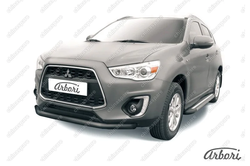 Защита переднего бампера d76 Arbori черн. для MITSUBISHI ASX 2014-нв