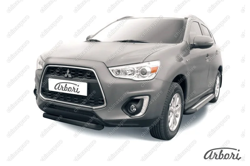 Защита переднего бампера d76 короткая Arbori черн. для MITSUBISHI ASX 2014-нв