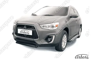 Защита переднего бампера d76 короткая Arbori черн. для MITSUBISHI ASX 2014-нв