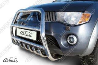 AFZDAML01 Кенгурятник d76 высокий с защитой картера Arbori нерж. сталь для MITSUBISHI L200 2006-2015