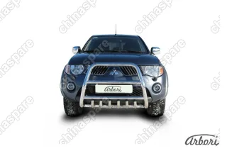 AFZDAML05 Кенгурятник d57 высокий с защитой картера Arbori нерж. сталь для MITSUBISHI L200 2006-2015