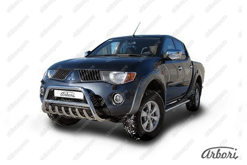 AFZDAML07 Кенгурятник d57 низкий c защитой картера Arbori нерж. сталь для MITSUBISHI L200 2006-2015