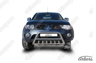 AFZDAML07 Кенгурятник d57 низкий c защитой картера Arbori нерж. сталь для MITSUBISHI L200 2006-2015