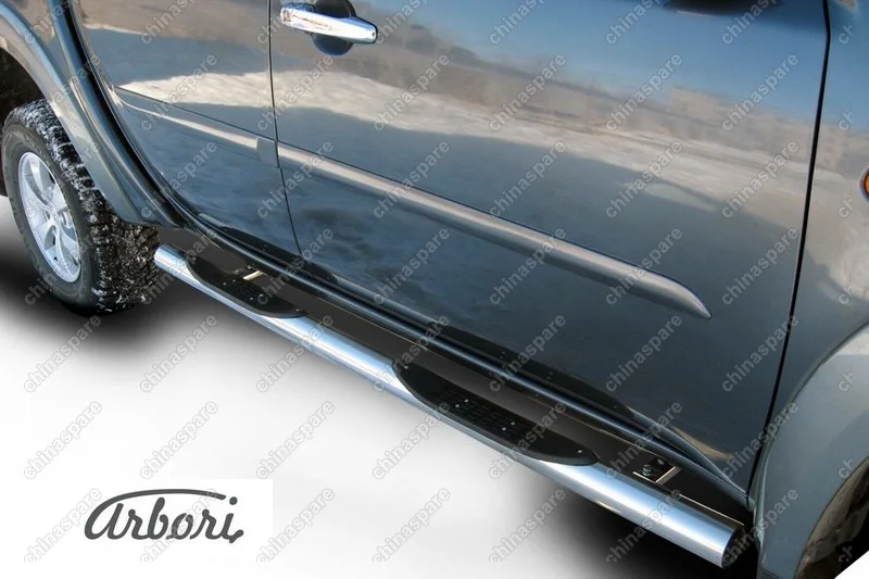 AFZDAML12 Защита порогов d76 с проступями Arbori нерж. сталь для MITSUBISHI L200 2006-2015