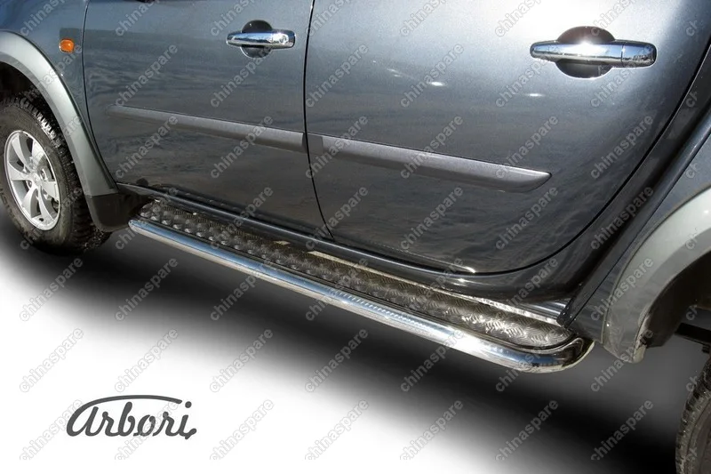 AFZDAML13 Защита порогов d57 с листом усиленная Arbori нерж. сталь для MITSUBISHI L200 2006-2015