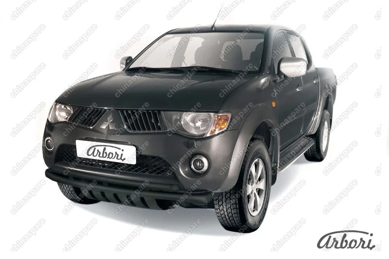 AFZDAML09B Защита переднего бампера d57+d57 двойная Arbori черн. для MITSUBISHI L200 2006-2015