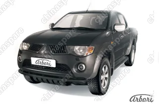 AFZDAML09B Защита переднего бампера d57+d57 двойная Arbori черн. для MITSUBISHI L200 2006-2015