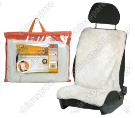 Накидка из натурального меха белая с коротким ворсом на переднее сидение