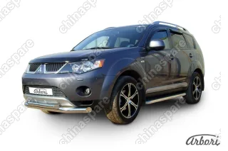 AFZDAMXL04 Защита переднего бампера d76+d57 двойная Arbori нерж. сталь для Mitsubishi OUTLANDER XL 2007-2009