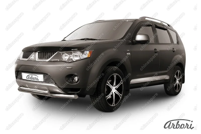 AFZDAMXL06 Защита переднего бампера d57+d42 двойная Arbori нерж. сталь для Mitsubishi OUTLANDER XL 2007-2009