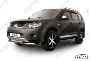 AFZDAMXL06 Защита переднего бампера d57+d42 двойная Arbori нерж. сталь для Mitsubishi OUTLANDER XL 2007-2009