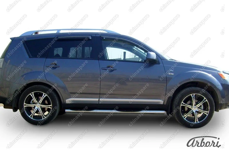 AFZDAMXL08 Защита порогов d76 с проступями Arbori нерж. сталь для Mitsubishi OUTLANDER XL 2007-2009