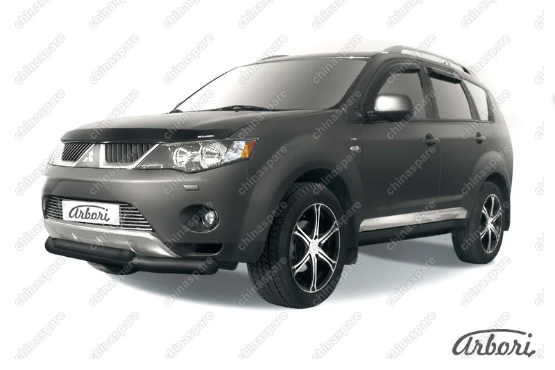 AFZDAMXL04B Защита переднего бампера d76+d57 двойная Arbori черн. для Mitsubishi OUTLANDER XL 2007-2009