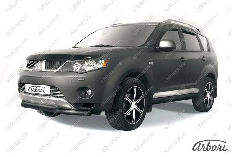 AFZDAMXL06B Защита переднего бампера d57+d42 двойная Arbori черн. для Mitsubishi OUTLANDER XL 2007-2009