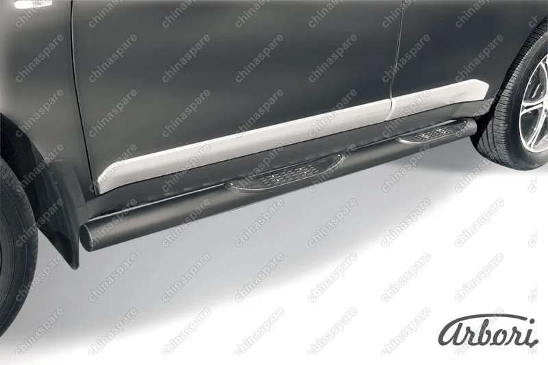 AFZDAMXL08B Защита порогов d76 с проступями Arbori черн. для Mitsubishi OUTLANDER XL 2007-2009