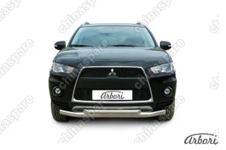 AFZDAMXL103 Защита переднего бампера d76+d57 двойная Arbori нерж. сталь для Mitsubishi OUTLANDER XL 2010-2012