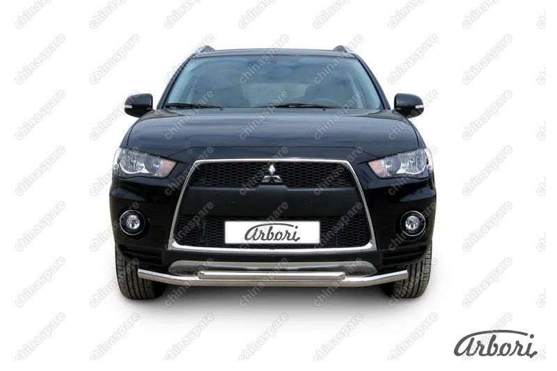 AFZDAMXL105 Защита переднего бампера d57+d42 двойная Arbori нерж. сталь для Mitsubishi OUTLANDER XL 2010-2012