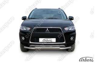 AFZDAMXL105 Защита переднего бампера d57+d42 двойная Arbori нерж. сталь для Mitsubishi OUTLANDER XL 2010-2012