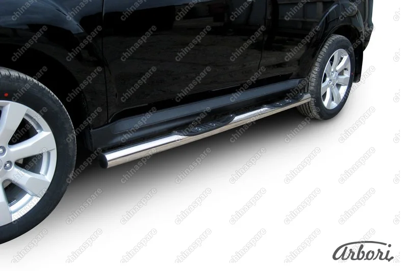 AFZDAMXL107 Защита порогов d76 с проступями Arbori нерж. сталь для Mitsubishi OUTLANDER XL 2010-2012