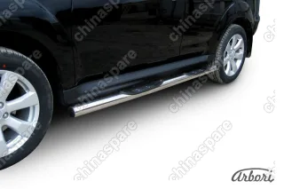 AFZDAMXL107 Защита порогов d76 с проступями Arbori нерж. сталь для Mitsubishi OUTLANDER XL 2010-2012