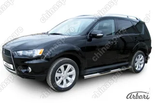 AFZDAMXL107 Защита порогов d76 с проступями Arbori нерж. сталь для Mitsubishi OUTLANDER XL 2010-2012