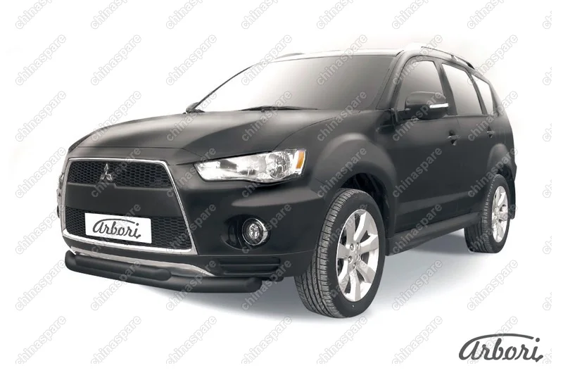 AFZDAMXL103B Защита переднего бампера d76+d57 двойная Arbori черн. для Mitsubishi OUTLANDER XL 2010-2012