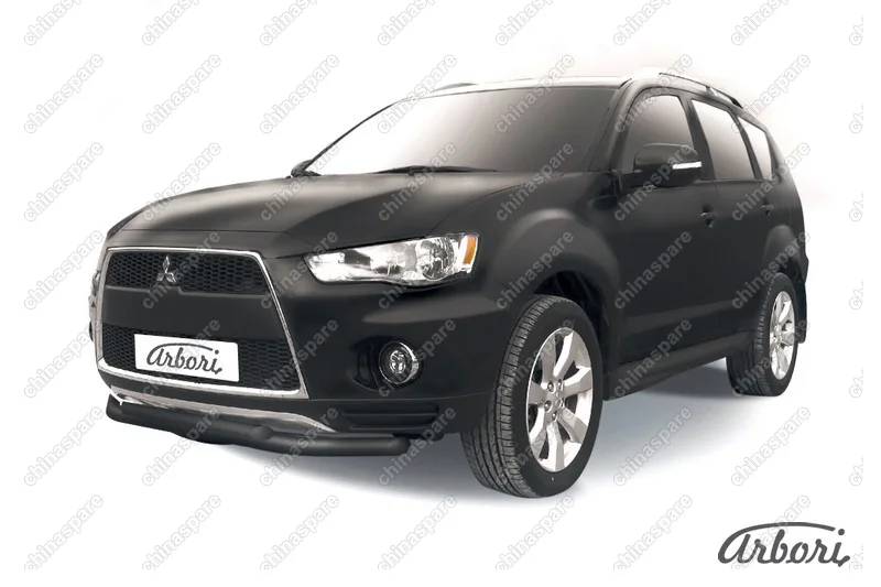 AFZDAMXL105B Защита переднего бампера d57+d42 двойная Arbori черн. для Mitsubishi OUTLANDER XL 2010-2012