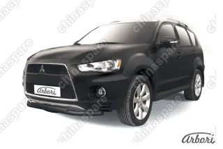 AFZDAMXL105B Защита переднего бампера d57+d42 двойная Arbori черн. для Mitsubishi OUTLANDER XL 2010-2012