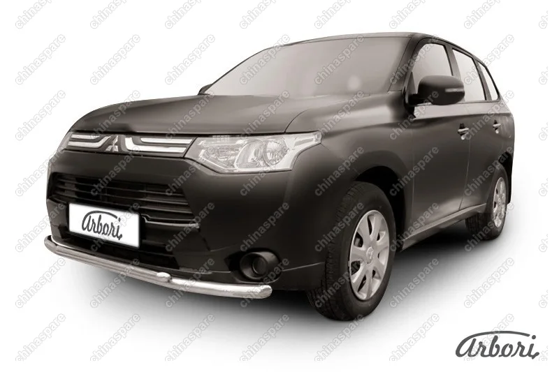 AFZDAMOUT1302 Защита переднего бампера d57+d42 двойная Arbori нерж. сталь для MITSUBISHI Outlander 2013-2014