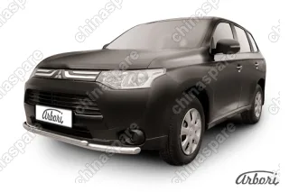 AFZDAMOUT1302 Защита переднего бампера d57+d42 двойная Arbori нерж. сталь для MITSUBISHI Outlander 2013-2014
