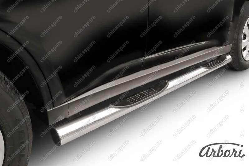 AFZDAMOUT1305 Защита порогов d76 с проступями Arbori нерж. сталь для MITSUBISHI Outlander 2013-2014