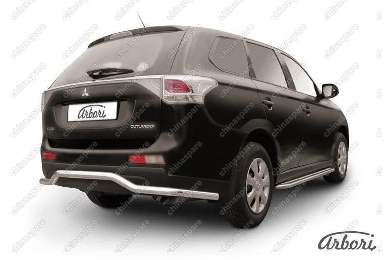 AFZDAMOUT1309 Защита заднего бампера d57 "волна" длинная Arbori нерж. сталь для MITSUBISHI Outlander 2013-2014