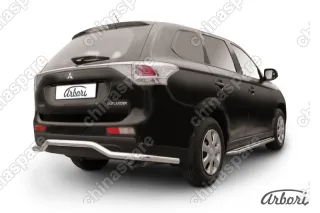 AFZDAMOUT1309 Защита заднего бампера d57 "волна" длинная Arbori нерж. сталь для MITSUBISHI Outlander 2013-2014