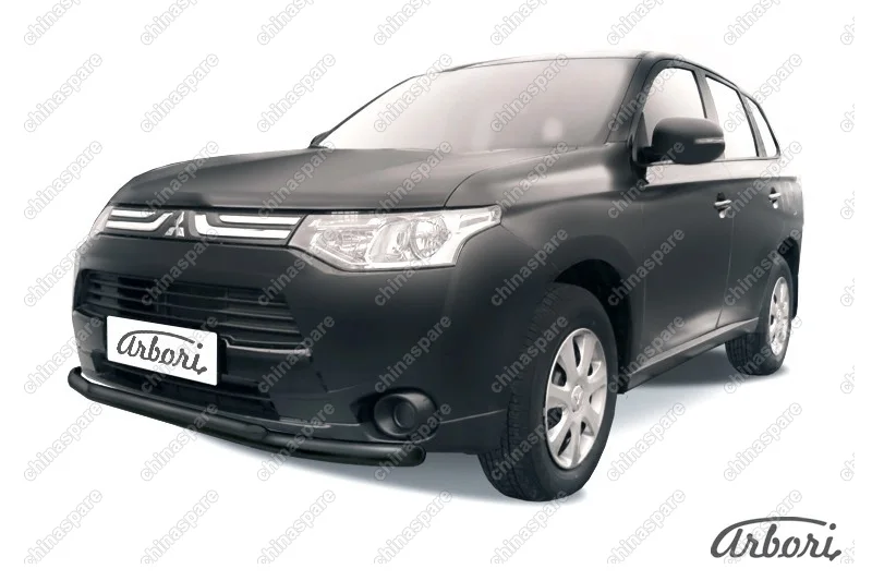 AFZDAMOUT1302B Защита переднего бампера d57+d42 двойная Arbori черн. для MITSUBISHI Outlander 2013-2014