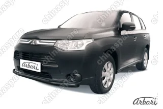 AFZDAMOUT1302B Защита переднего бампера d57+d42 двойная Arbori черн. для MITSUBISHI Outlander 2013-2014