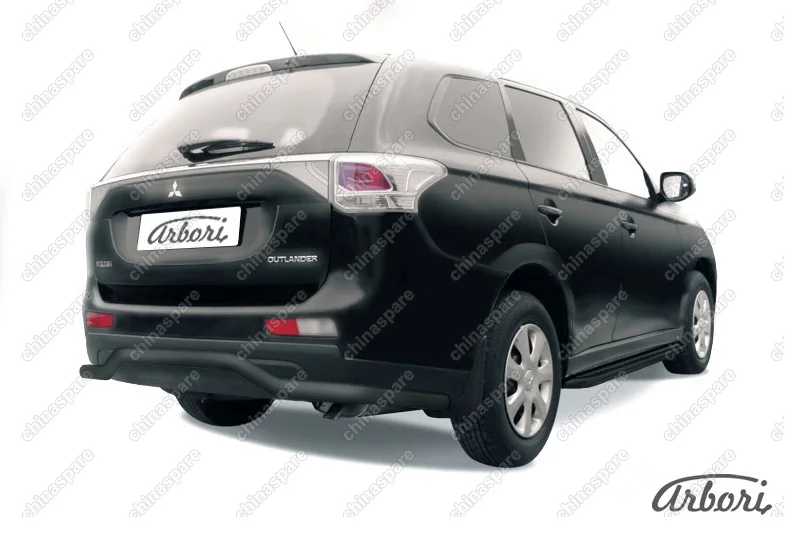 AFZDAMOUT1309B Защита заднего бампера d57 "волна" длинная Arbori черн. для MITSUBISHI Outlander 2013-2014