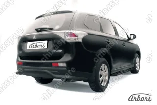 AFZDAMOUT1309B Защита заднего бампера d57 "волна" длинная Arbori черн. для MITSUBISHI Outlander 2013-2014