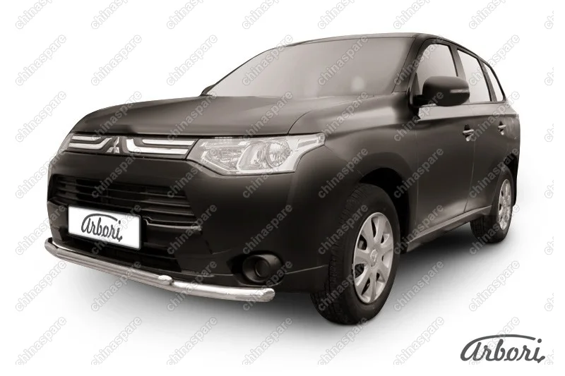 AFZDAMOUT1402 Защита переднего бампера d57+d42 двойная Arbori нерж. сталь для Mitsubishi OUTLANDER 2014-2015