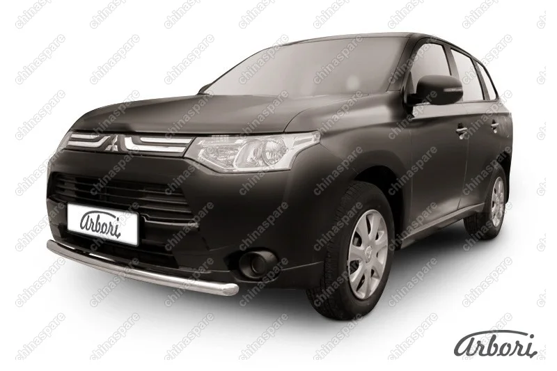 AFZDAMOUT1404 Защита переднего бампера d57 короткая Arbori нерж. сталь для Mitsubishi OUTLANDER 2014-2015