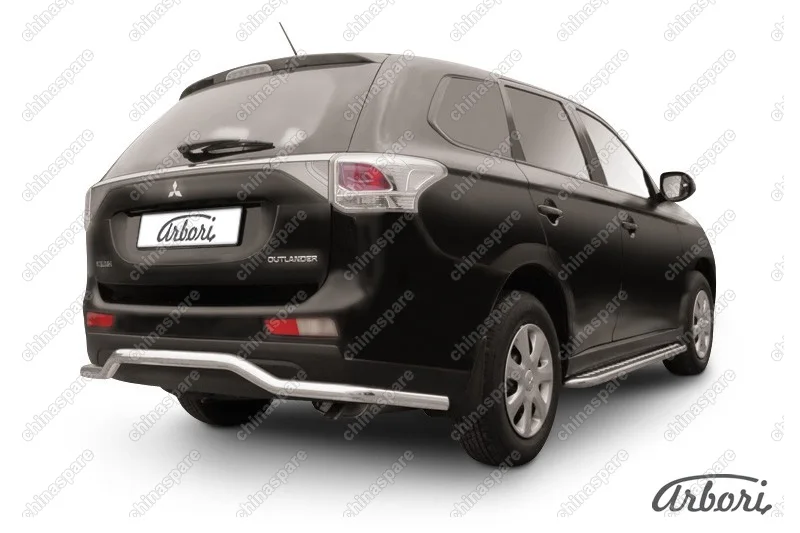 AFZDAMOUT1409 Защита заднего бампера d57 "волна" длинная Arbori нерж. сталь для Mitsubishi OUTLANDER 2014-2015