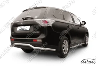 AFZDAMOUT1409 Защита заднего бампера d57 "волна" длинная Arbori нерж. сталь для Mitsubishi OUTLANDER 2014-2015