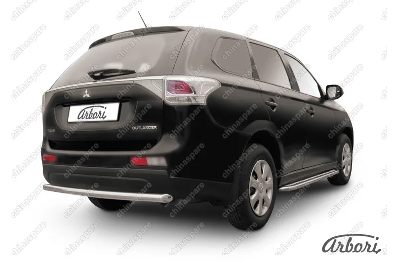 AFZDAMOUT1411 Защита заднего бампера d57  короткая Arbori нерж. сталь для Mitsubishi OUTLANDER 2014-2015