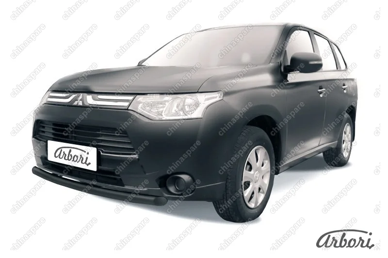 AFZDAMOUT1404B Защита переднего бампера d57 короткая Arbori черн. для Mitsubishi OUTLANDER 2014-2015