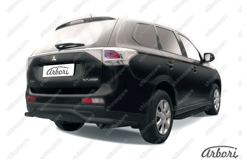 AFZDAMOUT1409B Защита заднего бампера d57 "волна" длинная Arbori черн. для Mitsubishi OUTLANDER 2014-2015