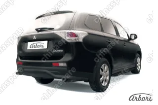 AFZDAMOUT1409B Защита заднего бампера d57 "волна" длинная Arbori черн. для Mitsubishi OUTLANDER 2014-2015