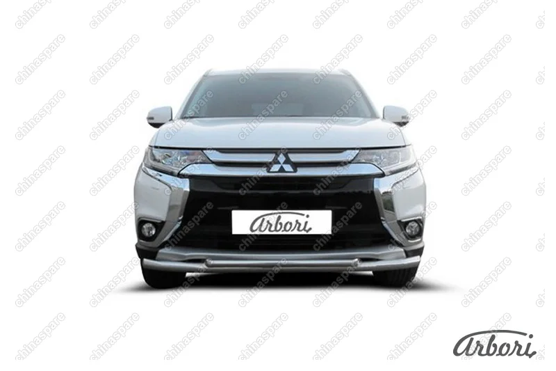 AFZDAMOUT1502 Защита переднего бампера d57+d42 двойная Arbori нерж. сталь для Mitsubishi OUTLANDER 2015-нв