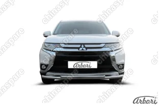 AFZDAMOUT1502 Защита переднего бампера d57+d42 двойная Arbori нерж. сталь для Mitsubishi OUTLANDER 2015-нв